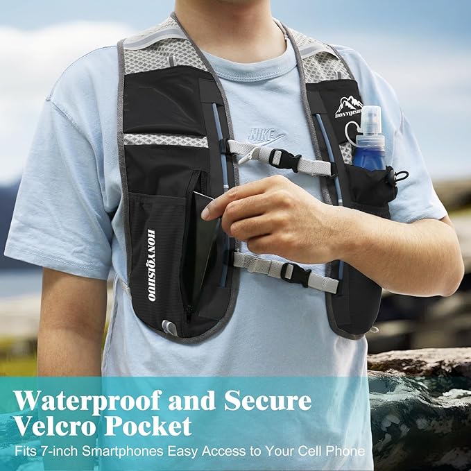 Hydration Vest Pack Backpack, Running Vest for Women Men Adjustable Chest Straps Running Hydration Vest for Trail Hiking