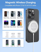 NANAMI Magnetic Wireless Charger Pad with 20W PD Adapter,for MagSafe iPhone 17/16/15/14/13/12 Series & AirPods 3/2/Pro/Pro 2,Non-Slip Base & Strong Magnetic Alignment for Desk and Office Use(White)