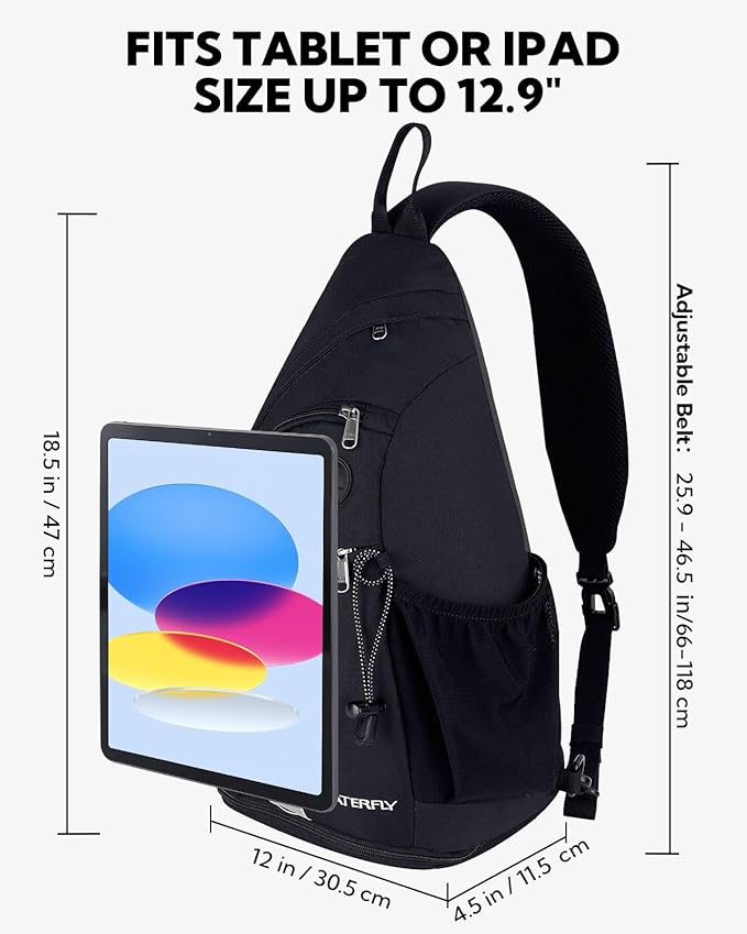 WATERFLY Sling Bag Crossbody Backpack: Over Shoulder Daypack Casual Cross Chest Side Pack