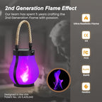 Hompavo Gen2 Solar Lanterns Outdoor Waterproof with Realistic Flickering Flame, Dual Charging (USB/Solar) & 2 Modes - Decorative Hanging/Table Lights for Patio Garden Porch Halloween Decor, 2/Purple