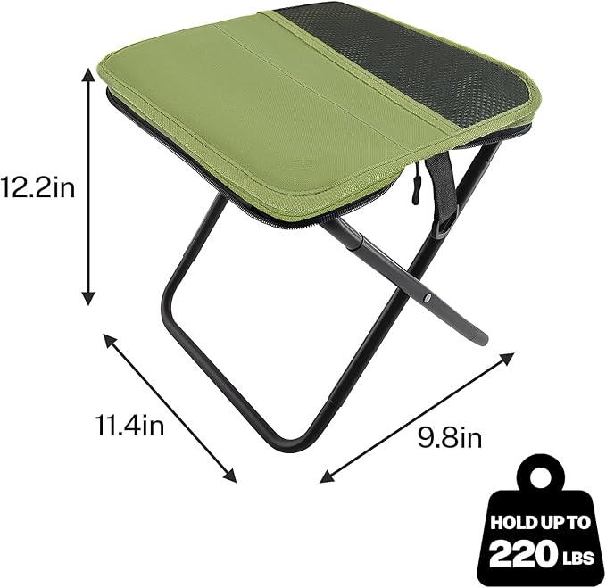 Portable Stool, Small Folding Stool for Adults, Ultralight Camping Stools for Hiking and Fishing (Green)