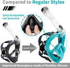 Full Face Snorkel Mask Adults with Ear Pressure Equalizer, Fully Enclosed CO2 Outflow, Silicone Bonding Anti-Leak&Fog,Buckle Folding for Portability