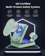 3-in-1 Wireless Charger Charging Station for iPhone, Qi2 Certified 15W Fast Charging Foldable Magnetic Charger Stand with 30W USB C Adapter for MagSafe iPhone 16/15/14/13/12, Apple Watch, AirPods