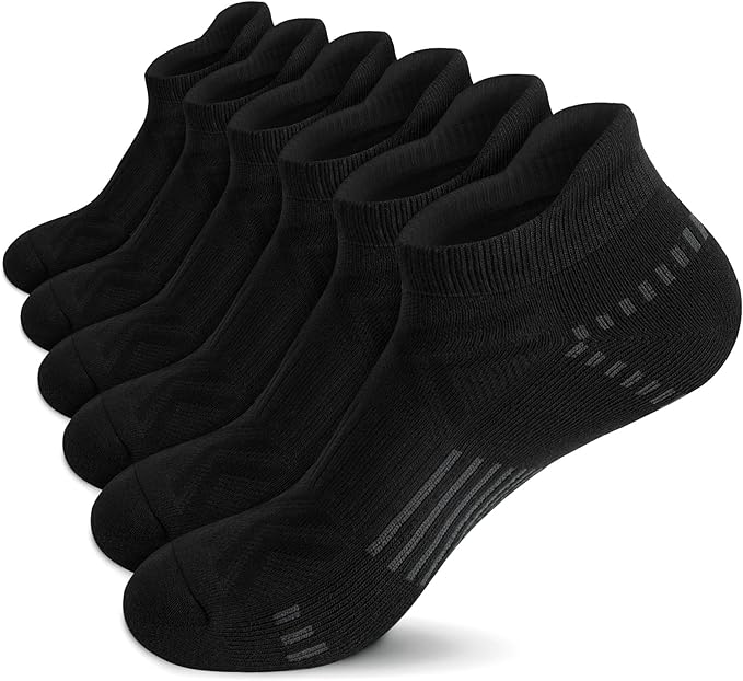 Airacker Ankle Athletic Running Socks Cushioned Breathable Low Cut Sports Tab Socks for Men and Women (6 Pairs)