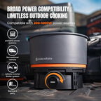 Nomad Cooking System, Electric Camping Stove 200-1000W with Pan & Pot, 120V Portable Outdoor Cooking Gear Set, Windproof Cookware for RV, EV, Overland, Vanlife, Car Camping