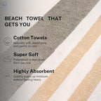 Cotton Turkish Beach Towel with Towels Oversized 36"x72" Pool Absorbent Extra Large Quick Dry Sand Travel Towel (Sage & Sand, 2 Pack)