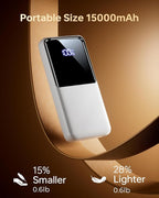 Portable Charger Power Bank - 15000mAh Battery Pack Portable Phone Charger with Built in Cables 22.5W Fast Charging Powerbank Compatible with iPhone Android Samsung Phone, Travel Camping Essential