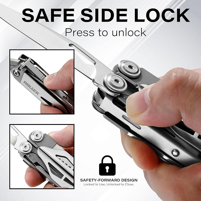 EDC Multitool, 21-in-1 Heavy-duty Stainless Steel Finish Multi Tool Pliers with Safety Locking | Seat Belt Cutter - Men's Gift Set Including Nylon Sheath for DIY, Home, Garden & Outdoors