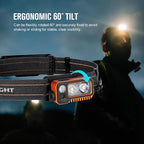 OLIGHT Array 2 Pro 1500 Lumens Headlamp with Red Light Option, Powered by USB-C Rechargeable LED Headlight with Motion Sensor for Outdoors, Camping, Running, Working (Orange)