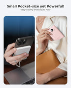 VEEKTOMX Small Portable Charger, Mini Power Bank 10000mAh, PD 22.5W Fast Charging USB-C Battery Bank, Travel Essentials Dual Voltage External Portable Powerbank for iPhone/Samsung/Google Pixel, Pink