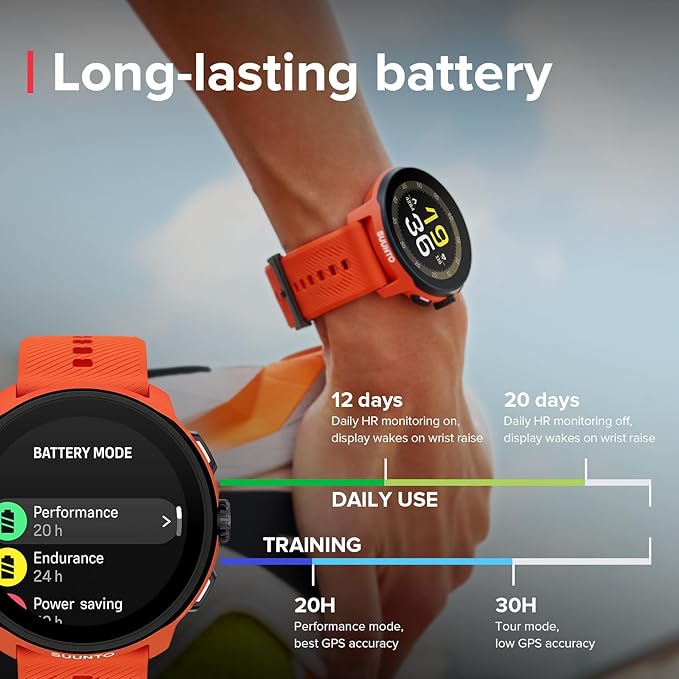 SUUNTO Run Running GPS Sports Watch with Silicone Strap, 1.32" AMOLED Touchscreen w/Crown Button, Wrist Heart-Rate & Sleep Health Tracking, Coral Orange