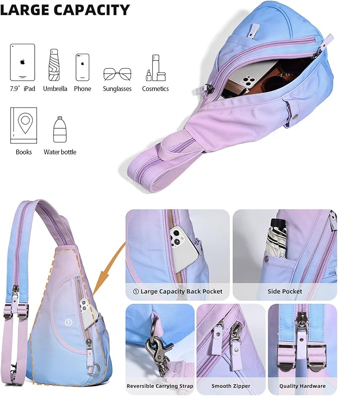 KL928 Canvas Sling Bag - Small Crossbody Backpack Shoulder Casual Daypack Rucksack for Men Women(Large Version)