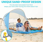 #WEJOY Beach Tent for 3-4 Person Portable Beach Shade Sun Shelter Canopy with UPF 50+ UV Protection Carrying Bag Stakes for Beach Camping Hiking