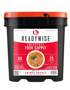 ReadyWise Entrée Bucket - 60 Servings, Emergency Food Supply for Survival Kit, Protein Meals, Freeze Dried Food, Ready to Eat Camping & Road Trip Essentials, up to 25 Year Shelf Stable Life