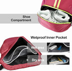 Hoedia Sports Drawstring Backpack - String Swim Gym Bag with Shoes Compartment and Wet Proof Pocket for Women/Men (Pink)
