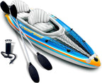 Sunlite Sports 2-Person Inflatable Kayak with Aluminum Oars (136" x 33"), High Output Air Pump and Storage Bag, Double Tandem Kayak for Adults, Two Person Canoe and Kayak, Good for Lakes and Rivers