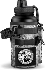 Combat Canteen - 32oz Insulated Water Bottle with Paracord Handle, Stainless Steel Water Jug with Rugged Pockets for Keys, Wallet & Phone - Black Digital
