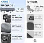 Chaise Lounge Chair, Folding Cot, 6-Angle Adjustable Camping Cot with Mattress for Patio and Beach, Foldable Bed Portable Heavy Duty Lay Flat Reclining with Pillow (Gray, M - 70'')