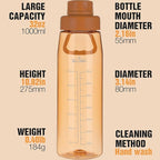 Water Bottle 32oz, clear water bottle with Spout Lid and Carry Handle, Reusable, Tritan, BPA Free, Hiking Water Bottle Suitable for Travel, Outdoors, Gym, Travel, Home, School (Orange)