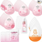 Mini Travel Skincare Products, Mini Travel Items Including Isolation Cream, Face Wash, Serum, Toner, Lotion, Cream, Sakura Mud Mask, Face Skin Care Routine Kit Organic Skin Care Set (VC 70 pieces)