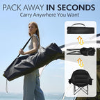 Oversized Camping Chairs for Adults - Heavy Duty Padded Outdoor Folding Lawn XL Camp Chair with Cup Holder Cooler Pockets for Outside Sports Beach Fishing Garden Portable Supports 500lbs, AllBlack