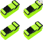 MAGARROW 1.5" Utility Luggage Straps with Buckle Adjustable, 4-Pack (Neon Green, 5.4 feet Long)