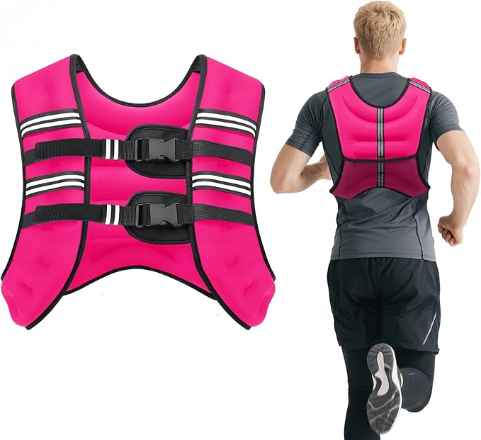Weighted Vest for Woman Men,6lb/8lb/12lb/16lb/20Lb/25lb Weight Vest with Reflective Stripe Adjustable Buckle Strap Back Pocket Workout Strength Training Walking Jogging Running