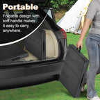 4ft Folding Table, Portable Fold-in-Half Adjustable Height Utility Table for Indoor/Outdoor Use, Durable HDPE & Steel, Stable & Lightweight, Multi-Purpose, Black Woodgrain