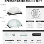 Naturehike Mongar UL 1-2 Person Backpacking Tent,15D Nylon Waterproof Ultralight One Person Two Person Tent with Footprint