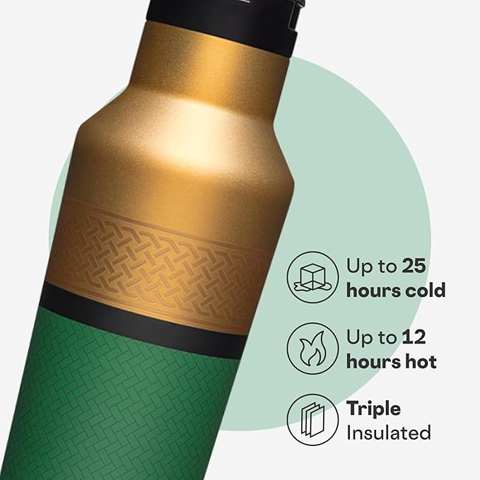 Corkcicle Marvel Sport Canteen - Triple-Insulated Stainless Steel Water Bottle - Straw Cap & Folding Metal Handle - Summer Drinkware Gift - Keeps Drinks Ice Cold - Loki - 20 oz