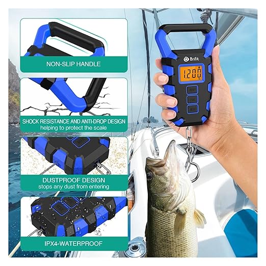 50Kg Hanging Scale with Ruler Digital Portable Fish Hook Electronic Weighting Luggage Scale LED Display Balance(WB)