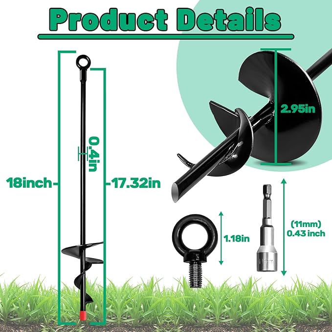 Ground Anchor Kit 4 Pack,18" Ground Anchors Heavy Duty for High Winds,Spiral Earth Anchor for Camping Tent,Shed,Screw in Tent Stakes,Canopies,Car Ports,Securing Animals