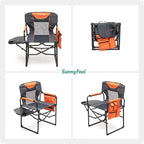 SUNNYFEEL Camping Directors Chair, Heavy Duty,Oversized Portable Folding Chair with Side Table, Pocket for Beach, Fishing,Trip,Picnic,Lawn,Concert Outdoor Foldable Camp Chairs