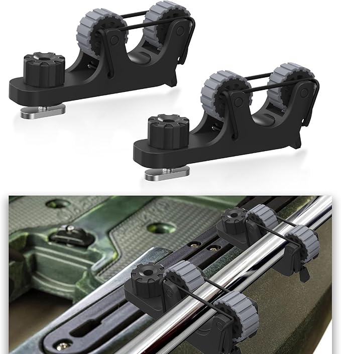1006 2 PCS Adjustable Kayak Paddle Holder Track Mount Fits Various Shaft Diameters –Universal Rail Mount for Paddle, Fishing Rod, Net – Kayak Accessories for Fishing & Touring