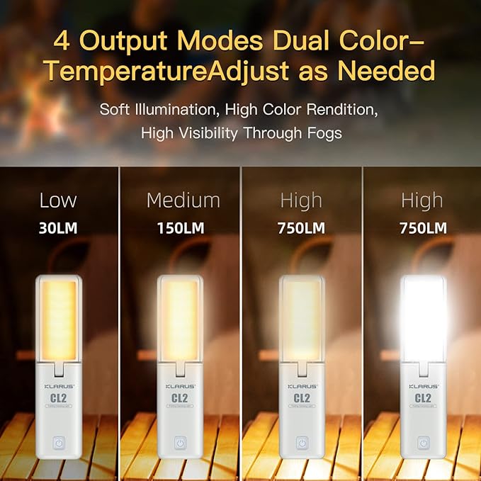 KLARUS CL2 Rechargeable Camping Lantern, 750LM 7 Light Modes Waterproof Foldable Tent Light with Power Supply for Emergency, Camping, Beach, Travel, Power Outages