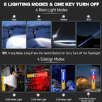 Rechargeable Flashlights High Lumens - Super Bright Small Pocket Magnetic Flashlight, 8 Modes LED Tactical Flash Light, Dual Button Powerful Flashlight for Camping (2, Yellow Gold)