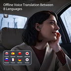 Ai Translation Earbuds Real Time 144 Languages & Accents Translator Earbuds with 8-Language Offline Translator Device Two Way, Auriculares de traducción for Language Learning Travel Business White