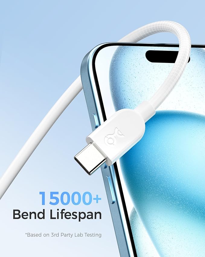 Cable Matters 3-Pack USB A to USB C Cable 6ft in White, Support Apple CarPlay, Android Auto, USBA to USBC Charging Cable for iPhone 16/15 Pro Max Plus, Galaxy S23