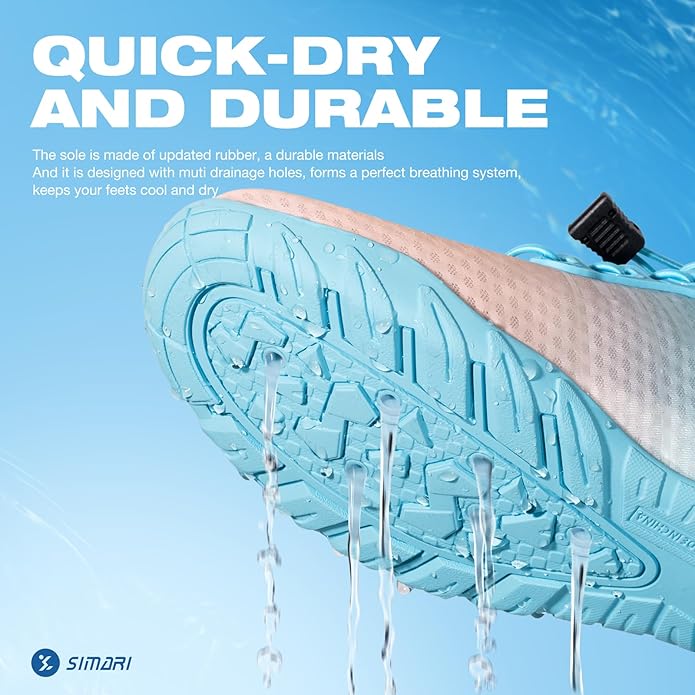 SIMARI Water Shoes for Women Men - Barefoot Quick-Dry Aqua Socks | Lightweight Swim Shoes for Surfing, Swimming, Beach Sports, Kayaking, Diving | Non-Slip Design