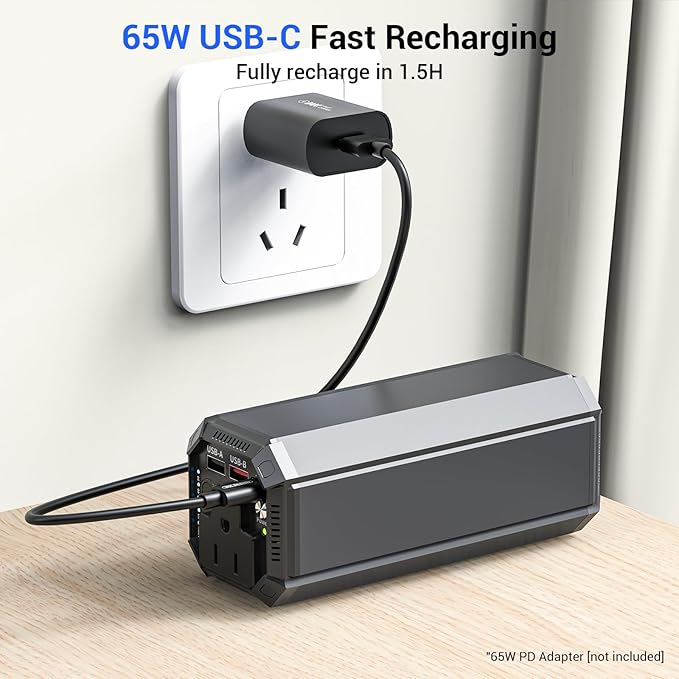 Power Bank with AC 100W,Portable Laptop Charger,98Wh/27000mAh External Battery for Laptop,PD 65W Type-C,Compatible for Outdoor RV Camping Travel Emergency Backup Home