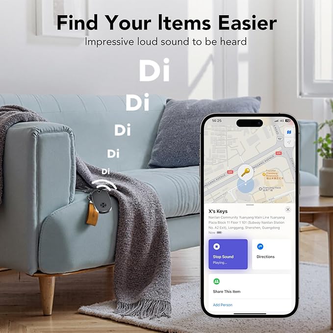 Tracker Tags-4 Pack, Bluetooth Tracker Works with Apple Find My APP (iOS Only), Keys Finder and Item Locator for Luggage, Backpack, Suitcases, Replaceable Battery, IP67 Waterproof weTag pro