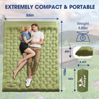 Double Sleeping Pad for Camping - 6" Ultra-Thick Camping Mattress with Pillow, Built-in Foot Pump, Compact 2-Person Portable Camping Mat for Backpacking, Hiking, Car Traveling, Beach, Tent