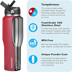 HYDROWION Water Bottle Stainless Steel,Vacuum Insulated Leak Proof Tumbler 32oz with Straw Lid, Spout Lid and Flex Cap(Cold for 48 Hrs, Hot for 24 Hrs), Fit in Any Car Cup Holder, Red