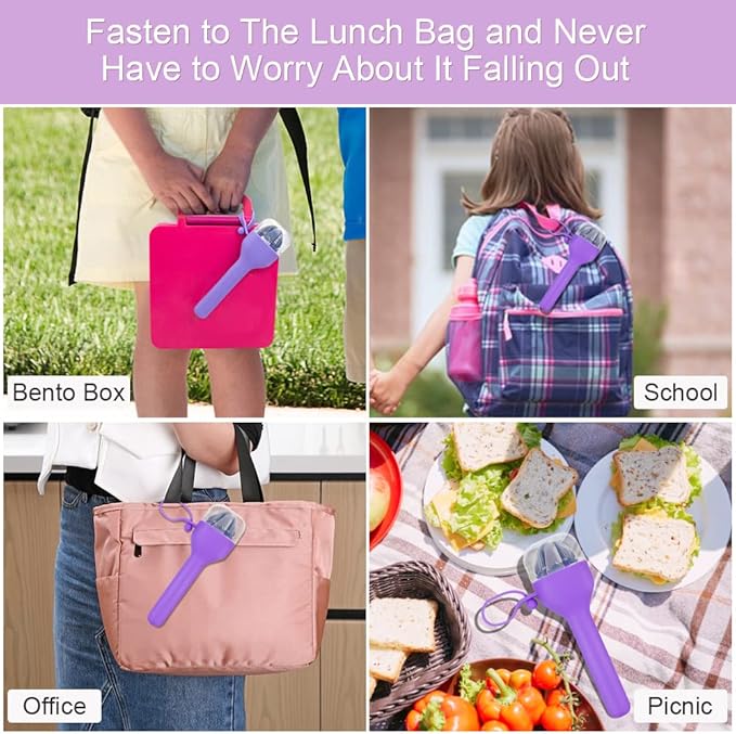 Sophico Travel Utensils Set for Camping and Kids Lunch Box, Stainless Steel Fork and Spoon, Knife Silverware Flatware Sets with Silicone Case - Portable & Leak-proof, Dishwasher Safe (Purple, 1 Set)