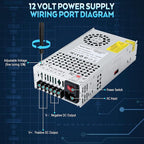 Upgraded 12V DC Power Supply 600W 50A 110v to 12v Converter Switching Power Supply for Led Strip, CCTV, 3D Printer, Motor Pump, Electronic Instruments, Lab Computer, Without Power Cord