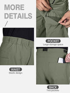 FREE SOLDIER Men's Outdoor Cargo Hiking Pants with Belt Lightweight Waterproof Quick Dry Tactical Pants Nylon Spandex