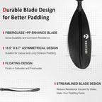 Adjustable Kayak Paddle with Carbon Shaft and PP Blade Available in 220-230/220-240/230-250cm Floating Lightweight Kayak Oars with Original Pattern