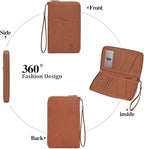 Family Passport Holder Wallet RFID Blocking Zippered Passport Wallet,Women and Men Travel Wallet Ladies Passport Cover