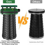 Folding Camping Stool, Square Collapsible Portable Stool with Elastic Seat Cushion& Adjustable Nylon Bag, Sturdy Lightweight Telescoping Foldable,Max Load 485lb (Green)