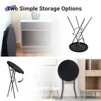 Cocktail Table 28in High Top Round Folding Indoor Outdoor, Plastic Bar Height Foldable Bistro Tall Table for Party, Patio, Dining Room, Kitchen, Events, Removable Locking Legs, Black